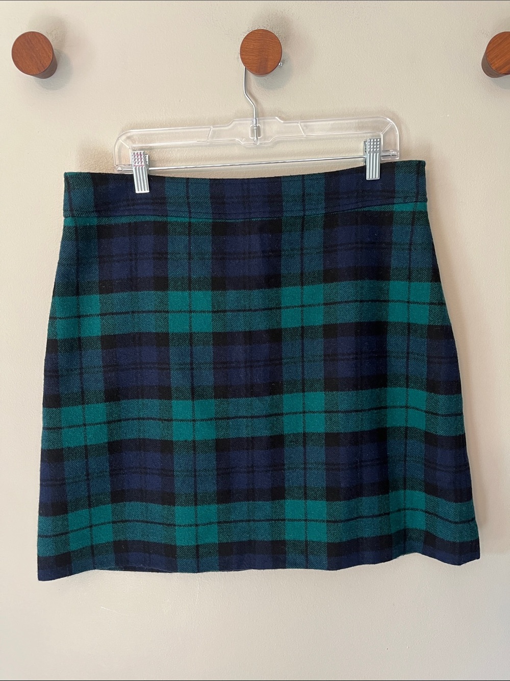 J. Crew Factory Wool Blend Mini Skirt Black watch Plaid Size 14